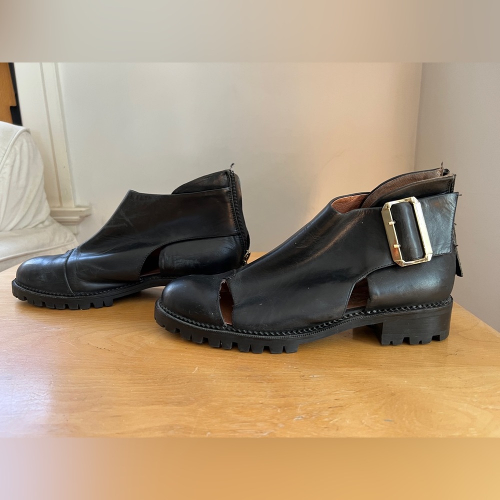 Jeffrey Campbell cutout ankle boots with buckle worn once